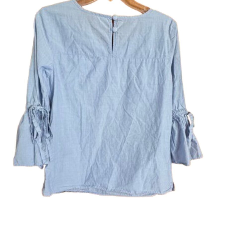 J. Crew Women's Slit Bell Sleeve Blouse Size Small (A10) - Picture 2 of 4